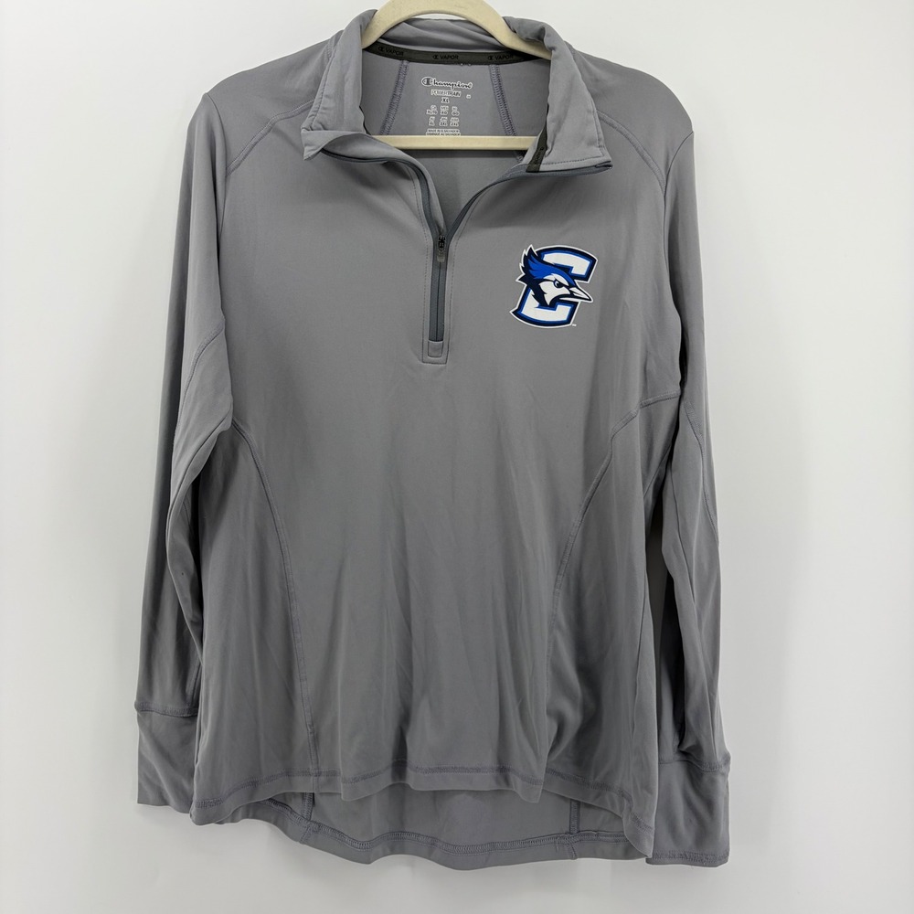 Champion Creighton Blue Jays Quarter Zip Pullover Top Gray Blue Logo Women XL